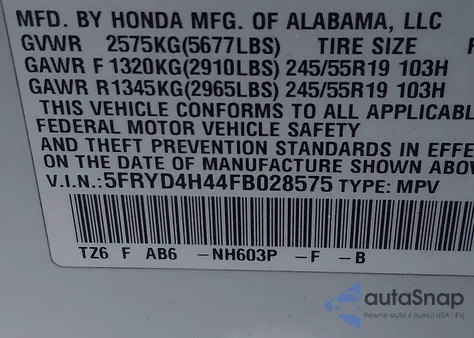 2015 Acura Mdx Technology Package z USA, uszkodzony, nr VIN 5FRYD4H44FB028575